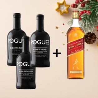 BUY 3 POGUES BLENDED IRISH WHISKEY 70 CL GET 1 RED LABEL 75 CL FREE