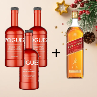 BUY 3 POGUES SINGLE MALT IRISH WHISKEY GET 1 RED LABEL 75 CL FREE